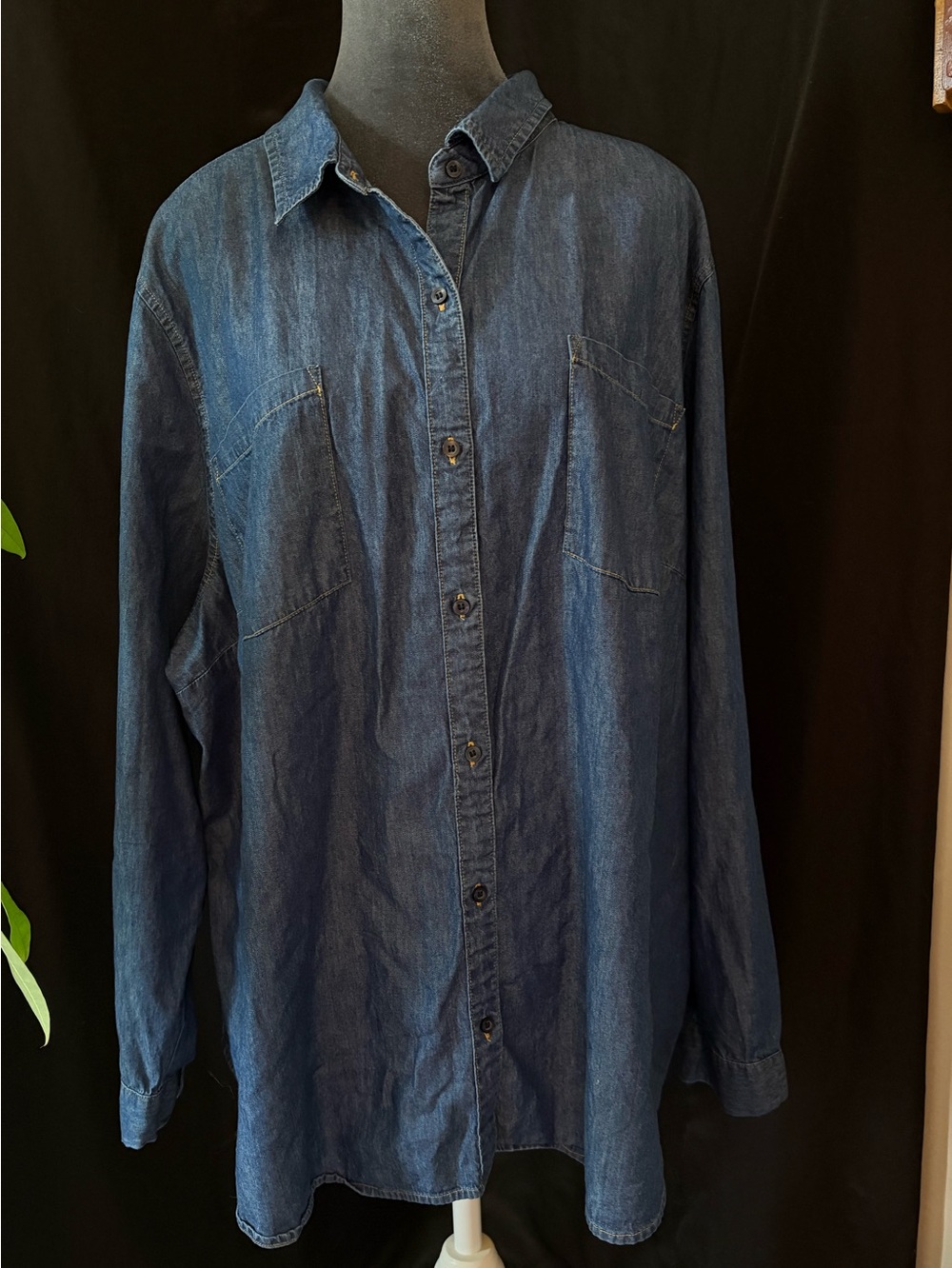 A.N.A. Women’s Denim Button-Up Shirt - Blue
